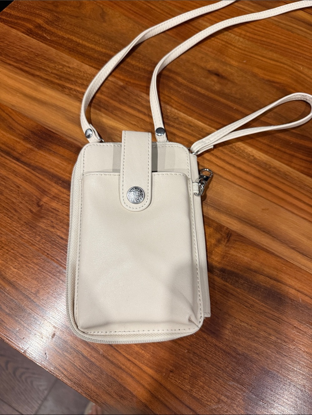 Tahari Cream Crossbody Travel Phone Pouch with Wristlet